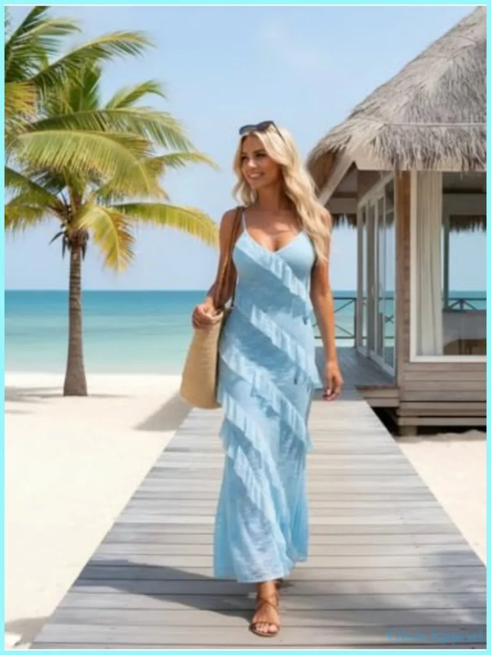 V Neck Floral Lace Bodycon Maxi Dress Ruffle Party
